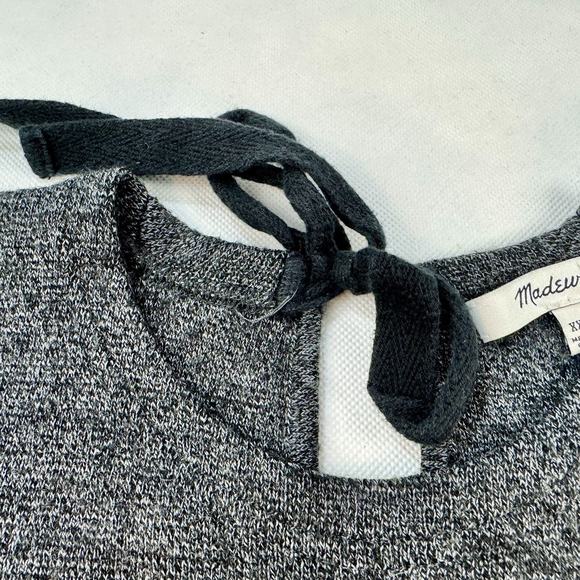 Madewell Structured Tie-Back Sweater Charcoal Heather Short Sleeve Top XXS F5125 - Picture 2 of 8